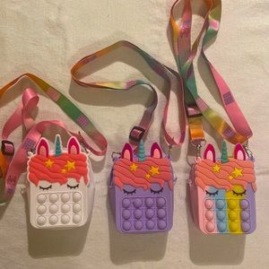 Unicorn pop it purse with adjustable strap